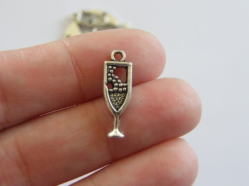 BULK 50 Sparkling wine glass charms antique silver tone FD2 Etsy
