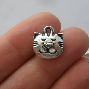 BULK 50 Cat charms antique silver tone A911