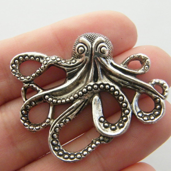 2 Octopus-verbindingsbedels antiekzilverkleur FF252