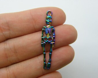 4 pendentifs Halloween squelette multicolore HC553