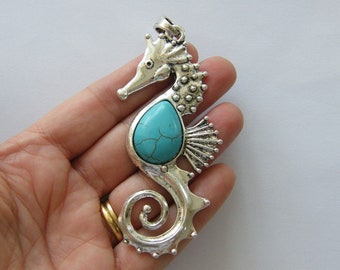 Silver Tone Abalone Seahorse Pendant Necklace Gift Boxed Fast Shipping Silver Tone Abalone Seahorse Pendant Necklace Gift Boxed Fast Shipping