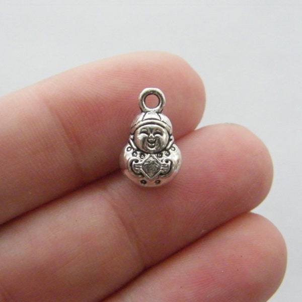 10 Buddha charms antique silver tone R27