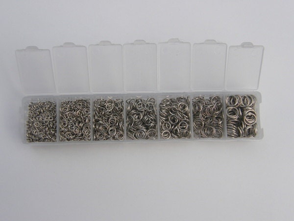 1 Box Assorted Jump Rings 3 to 8mm Silver Tone 1500 Pieces - Etsy