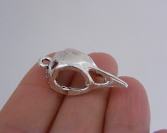 8 vogel ravenkop schedel hangers antiekzilver B28