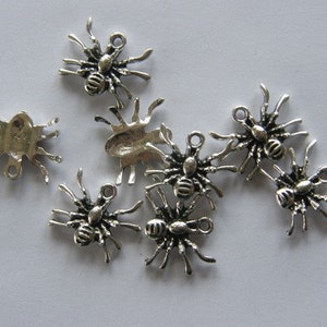 10 Spider charms antique silver tone HC123 image 2