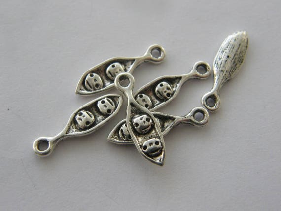 14 Two peas in a pod charms antique silver tone FD220