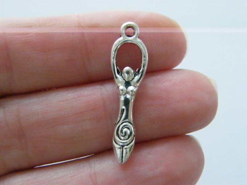 BULK 50 Lady Fertility Goddess Pendants Antique Silver Tone P21