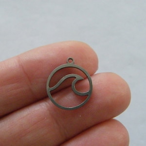 6 Wave charms silver stainless steel FF601