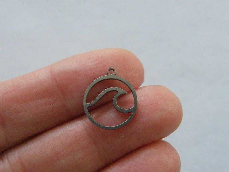 6 Wave Charms Silver Stainless Steel FF601 - Etsy
