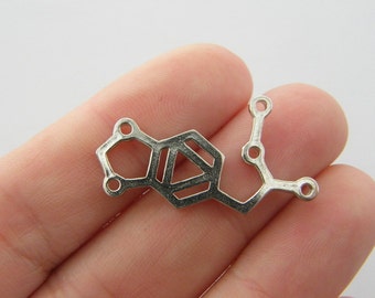 24 MDMA molecule connector charms silver tone MD60
