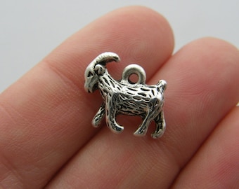 4 Goat charms antique silver tone A155