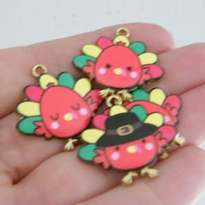 4 Turkeys charms gold and random mixed tone B63