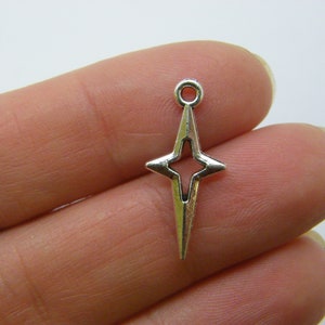 BULK 50 Star charms antique silver tone S273