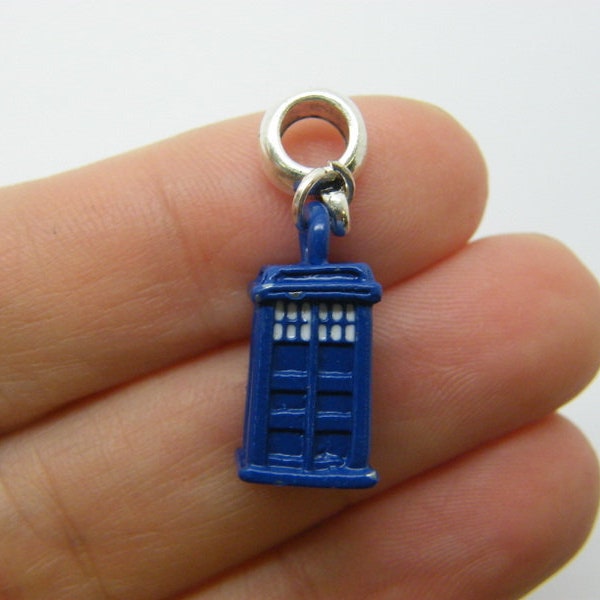 1 Police box pendant blue white silver tone WT59