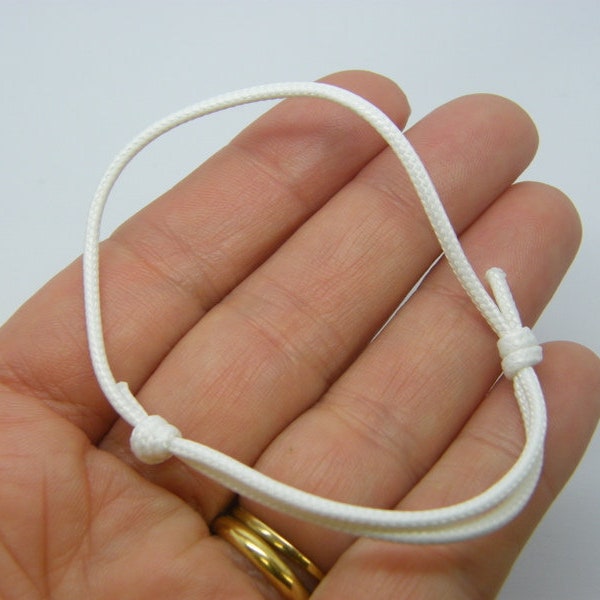 BULK 50  Waxed cord knot white bracelet 03