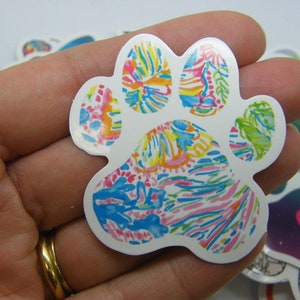 50 Sticker mit Pfotenabdruck Motiv bunt gemischtes Papier 02