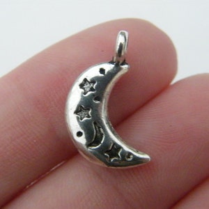 BULK 50 Moon charms  antique silver tone M2