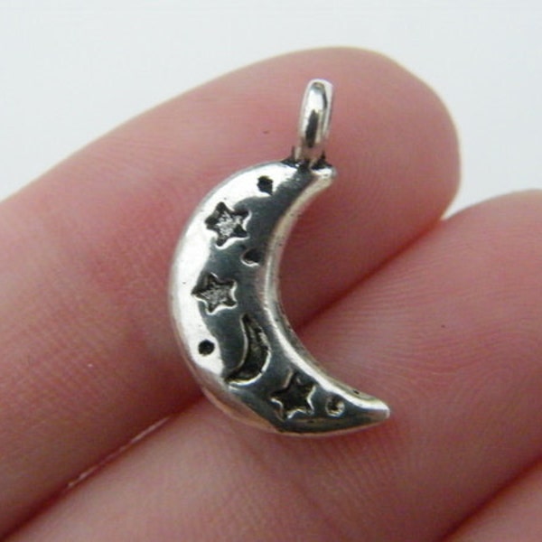 8 Moon charms antique silver tone M2