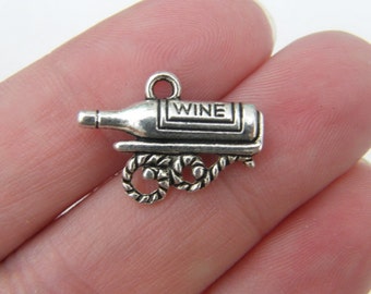 BULK 50 Bottle of wine charms antique silver tone FD16  - SALE 50% OFF