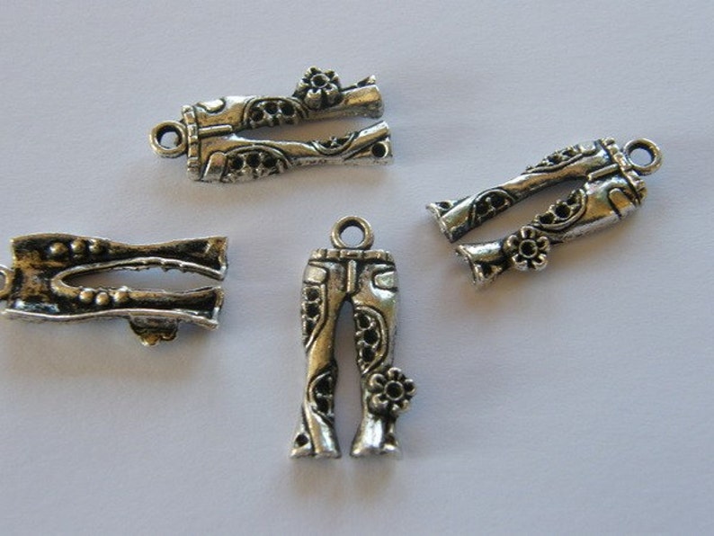 BULK 20 Hippie jeans charms antique silver tone CA165