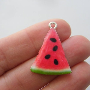 4 Watermelon charms silver plated FD327