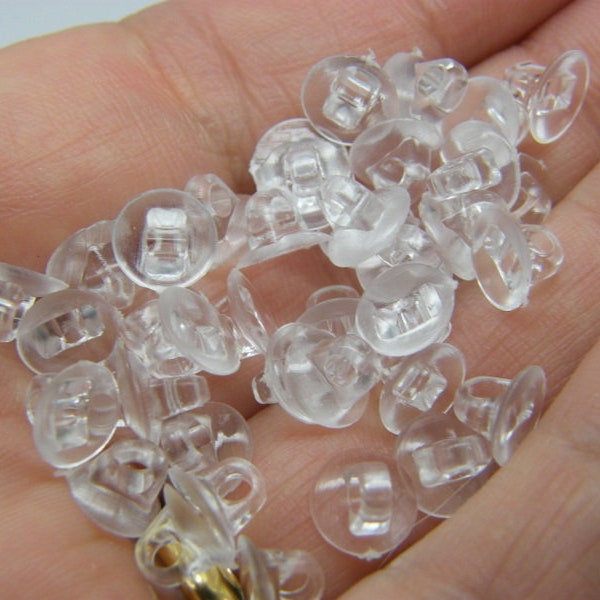 100 Glue on charm base bails 8 x 6mm clear plastic FS316