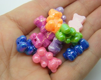 40 Teddy bear beads random mixed AB acrylic BB812