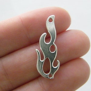 BULK 50 Flame fire connector charms antique silver tone P159