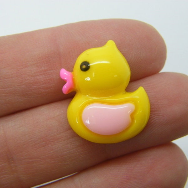 12 Rubber duck embellishment cabochons yellow resin P549