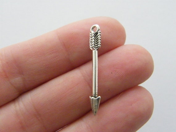 BULK 50 Feather charms antique silver tone B225