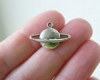 12 Saturn planet charms antique silver tone S52