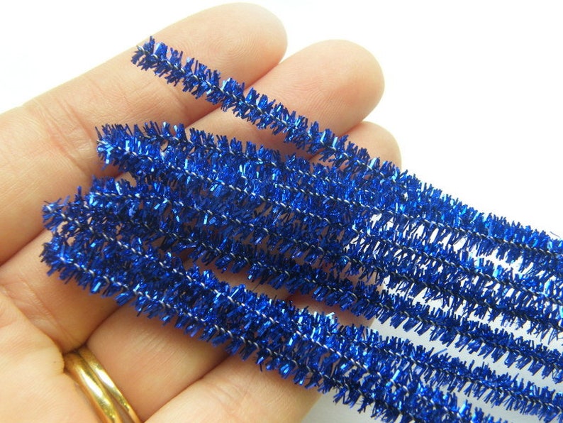 20 Sparkly royal blue pipe cleaners Etsy