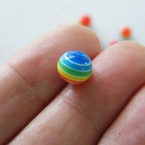 50 Striped rainbow resin 8mm beads AB130 image 5