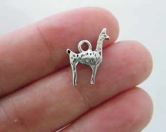 4 Llama alpaca charms antique silver tone A99