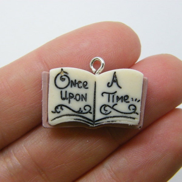 1 Once upon a time book charm pink beige resin P329 - SALE 50% OFF