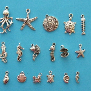 The Ultimate Under The Sea Collection - 17 different antique silver tone charms
