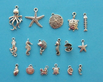 The Ultimate Under The Sea Collection - 17 different antique silver tone charms