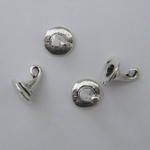 6 Witch wizard hat charms antique silver tone HC102 image 3