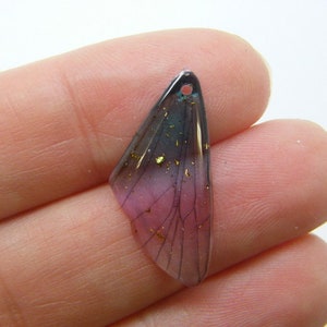 8 Butterfly insect wing charms blue purple glitter resin A189