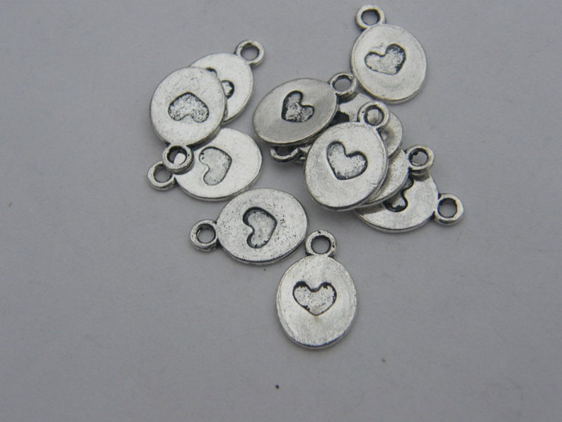 14 Heart charms antique silver tone H40 image 5