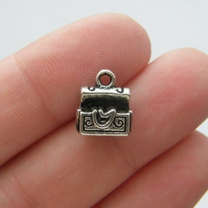 8 Treasure chest charms antique silver tone P161