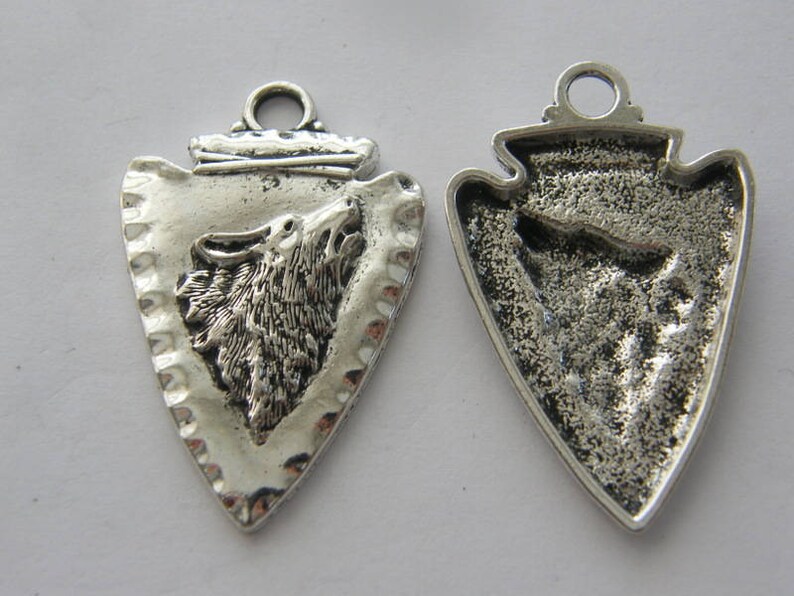 thumbnail image 2 of 4 Antique Silver Tone Wolf Charms - A288 - New 2 of 2