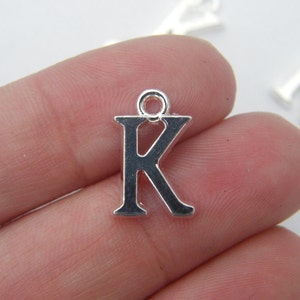 Sterling Silver Initial Letter Disc Charm Alphabet Charm Gold