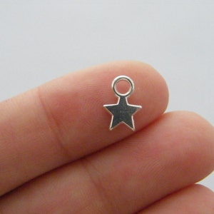 14 Star charms silver plated tone S92