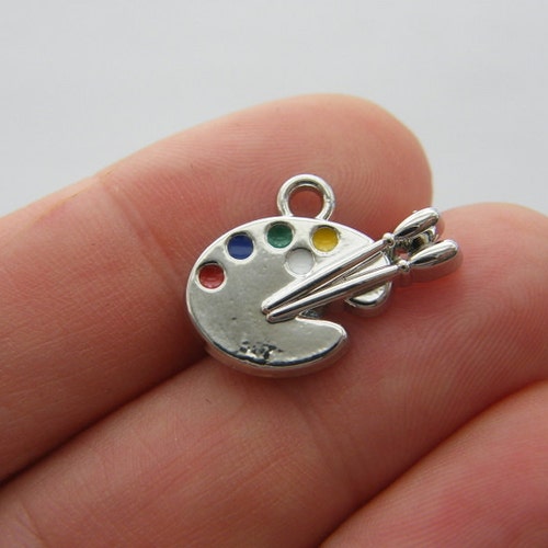 2 Paint Palette Charms Silver Tone P403 Etsy