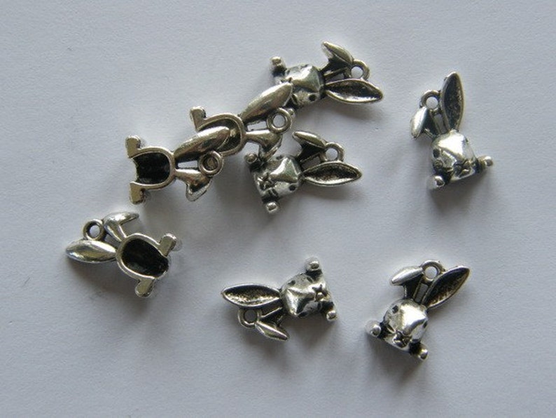 BULK 50 Rabbit charms tibetan silver A243