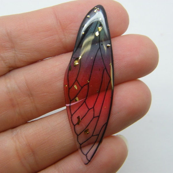 BULK 10 Dragonfly wing pendants blue pink red clear resin A1170