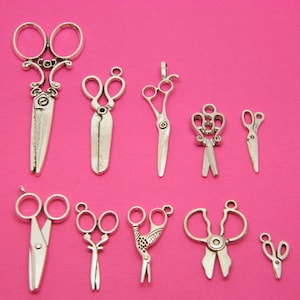 The Pair Of Scissors Collection - 10 different antique silver charms