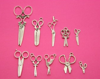 The Pair Of Scissors Collection - 10 different antique silver charms