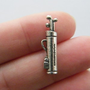 8 Golf bag charms antique silver tone SP40